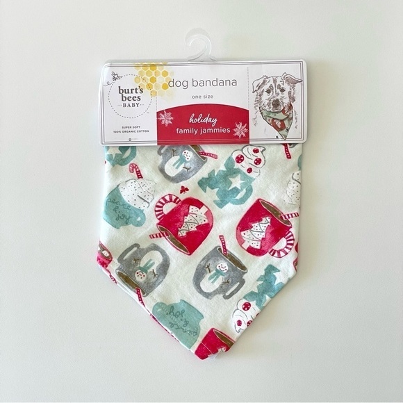 NWT Burt’s Bees Mugs of Happiness Holiday Dog Bandana - Picture 3 of 6